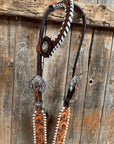 Light Oil Whipstitch Clear and Rosettes One Ear/ Breastcollar Tack Set