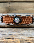Leather Dog Collar With Copper AB Conchos 10" to 22" -DC33