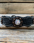 Leather Dog Collar With Copper AB Conchos 10" to 22" -DC33