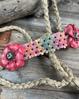 Tan Mule Tape Halter - Multi Floral and Clear
