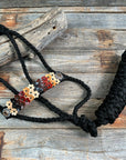 Black Mule Tape Halter - Multi Floral and Champagne