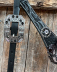 Black Floral Midnight Browband / Breastcollar Tack Set