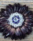 Black Daisy Leather Flowers - 1" Crystal Conchos - Options
