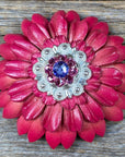 Pink Daisy Leather Flowers - 1" Crystal Conchos - Options