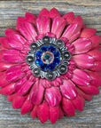 Pink Daisy Leather Flowers - 1" Crystal Conchos - Options