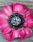 Pink Carnations Leather Flowers - 1" Crystal Conchos - Options