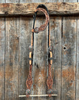 Floral Teal Dot Western Floral Browband/One Ear Headstall & Breastcollar Tack Set