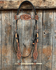 Floral Teal Dot Western Floral Browband/One Ear Headstall & Breastcollar Tack Set