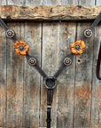 Dark Oil Basketweave Champagne - Topaz Browband/One Ear Tack Set