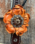 Dark Oil Basketweave Champagne - Topaz Browband/One Ear Tack Set