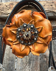 Dark Oil Basketweave Champagne - Topaz Browband/One Ear Tack Set