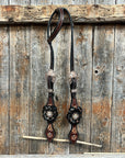 Flower Power Black - Champagne Browband/One Ear Headstall & Breastcollar Tack Set