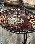 Flower Power Black - Champagne Browband/One Ear Headstall & Breastcollar Tack Set