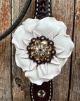 Dark Oil Basketweave Champagne - Clear Browband/One Ear Tack Set