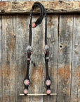 Dark Oil Basketweave Coral - Clear Browband/One Ear Tack Set