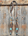 Two Tone Floral Triangle Turquoise and Clear Browband/One Ear - Triangle/Gladiator Breastcollar Tack Set