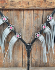 Black Basketweave Pink & AB One Ear Tack Set
