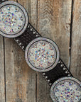 Dark Oil Silver Dot Rhinestone and AB One Ear Tack Set