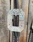 Dark Oil Silver Dot Rhinestone and AB One Ear Tack Set