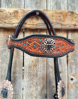 Teal Diamond and Black Fleur De Lis Browband / One Ear - Breastcollar Tack Set