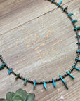 Sterling Silver Pearl & Long Blue Turquoise Necklace – 21”
