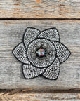 Black Pointed Flower Rhinestone Rosette - Assorted Conchos