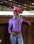 PURPLE STITCHED PERFORMANCE RODEO SHIRT