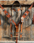 Light Oil Floral Western Flower Browband / Breastcollar Tack Set
