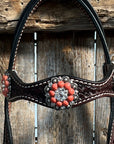 Dark Oil Basketweave Coral - Clear Browband/One Ear Tack Set