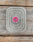 White Rectangle Rhinestone Rosette - Assorted Conchos