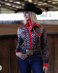 RED LEOPARD PERFORMANCE RODEO SHIRT