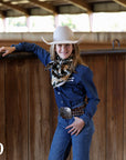 *YOUTH* STRETCH DENIM STITCHED PERFORMANCE RODEO SHIRT