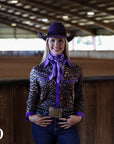 PURPLE LEOPARD PERFORMANCE RODEO SHIRT