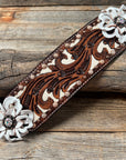 Medium Oil Copper Dot Bronc Noseband with White Lotus Flowers & Copper AB European Crystal Conchos