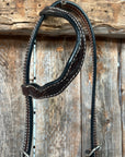 Floral Scalloped Dark Oil One Ear Headstall / Bridle
