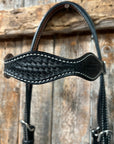 Basketweave Black Browband Headstall / Bridle