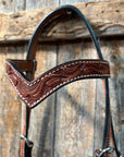 Floral V Browband Medium Oil Headstall / Bridle