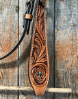 Light Oil Floral Tooled Buckaroo Style Browband Headstall / Bridle