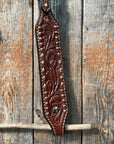 Medium Oil Floral Tooled Copper Buckstitching & Dots One Ear Headstall / Bridle
