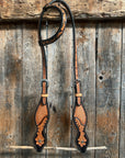 Basketweave - Leaf Scalloped Two Tone One Ear Headstall/Bridle