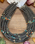 Mixed Turquoise & Spiny Oyster Heishi Necklace – 19”