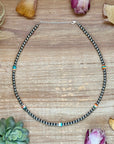 Mixed Turquoise & Spiny Oyster Heishi Necklace – 19”