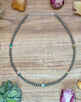 Mixed Turquoise & Spiny Oyster Heishi Necklace – 19”