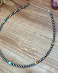 Mixed Turquoise & Spiny Oyster Heishi Necklace – 19”