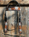Two Tone Hand Painted flower Browband Headstall / Bridle