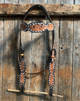 Floral Tooled Buckstitch Browband Headstall / Bridle