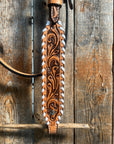 Light Oil Floral Tooled with White Whipstitch Browband Headstall / Bridle