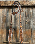 Light Oil Floral Tooled with White Whipstitch One Ear Headstall / Bridle