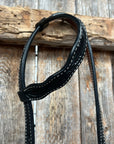 Floral Scalloped Black One Ear Headstall / Bridle