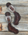 Dark Oil Whipstitch Clear Spur Straps